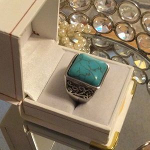 Large kingman mine Turquoise and silver Mens or woman’s ring size 10